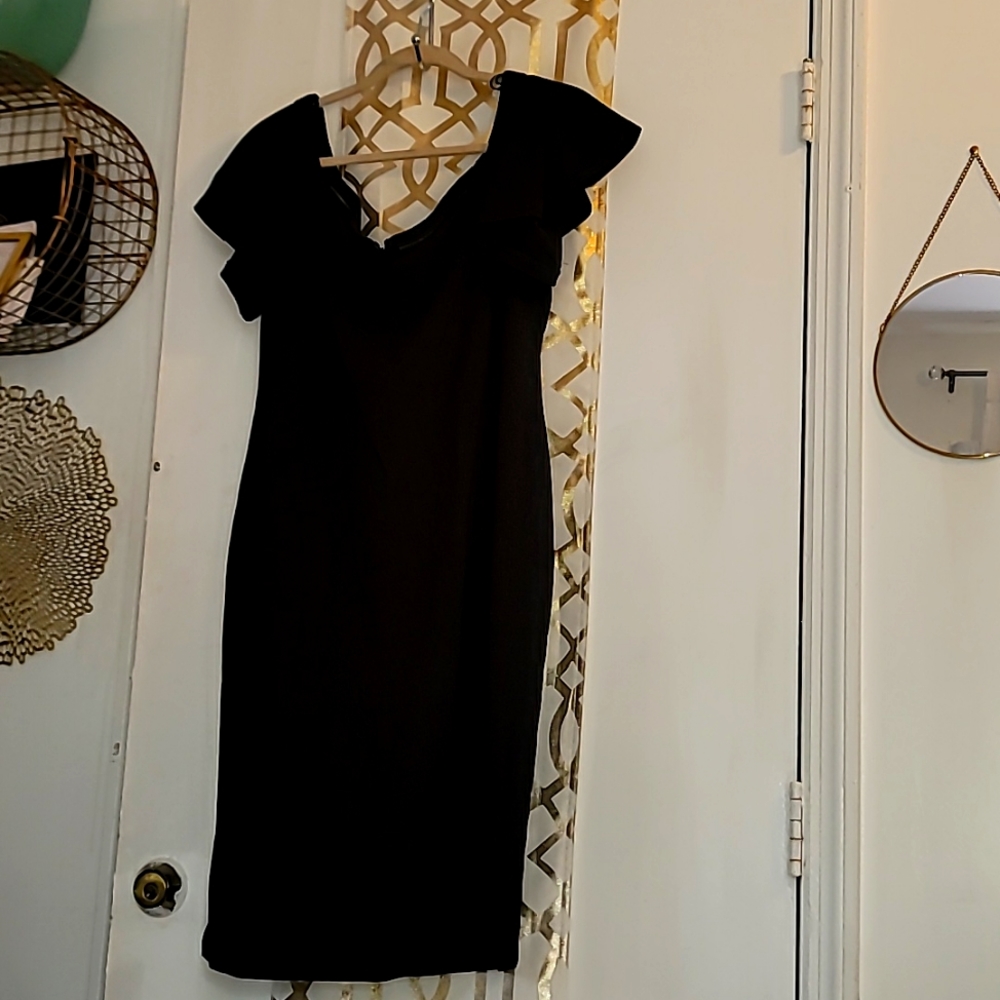 Black Bodycon Cold Shoulder Midi Dress